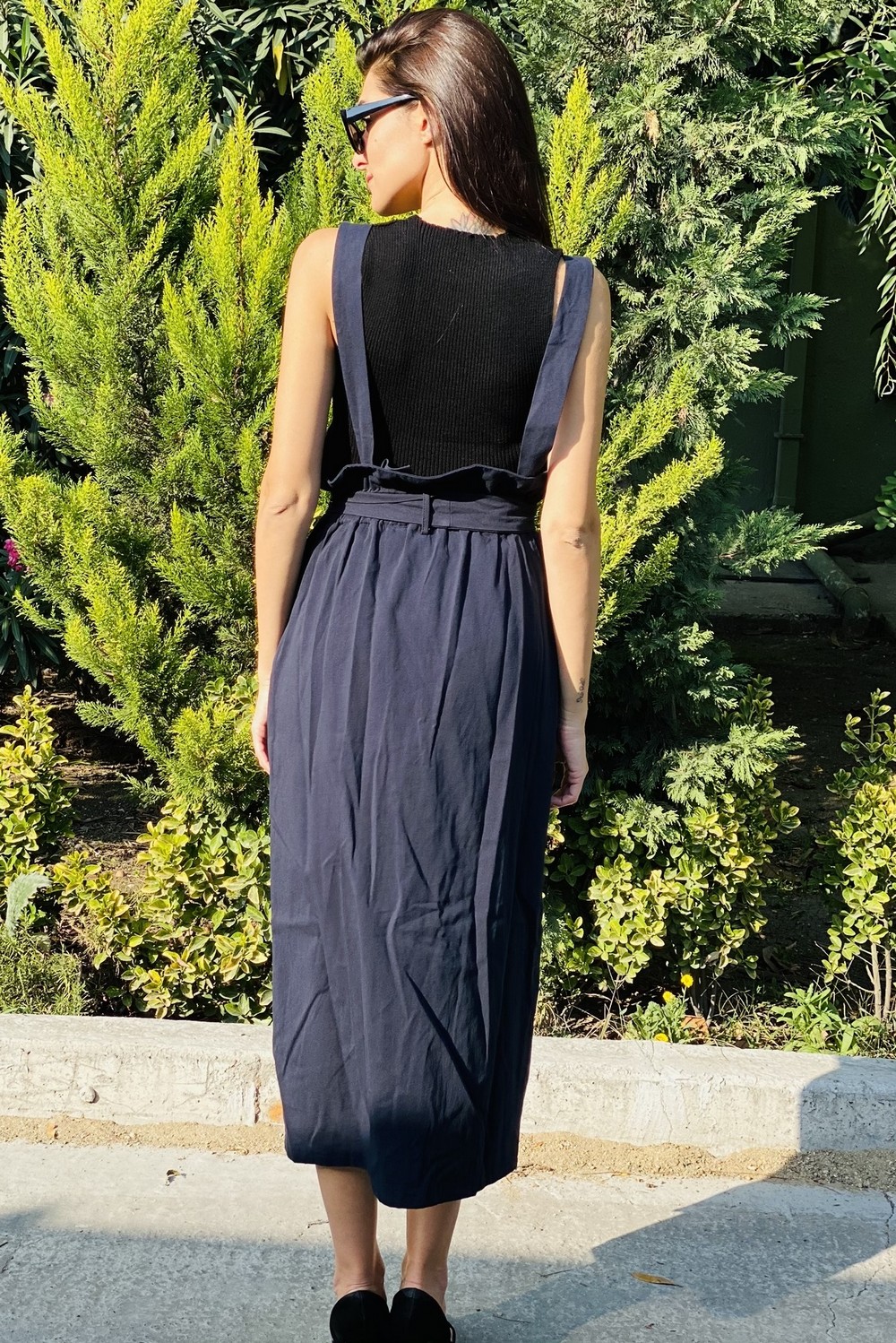Buzgu Detay Salopet Elbise/Lacivert